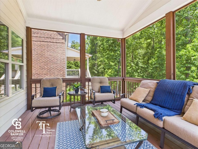1877 Prince Pl, Watkinsville, GA 30677 - sunroom / solarium featuring an outdoor living space and lofted ceiling