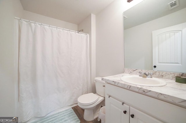 170 Kinsley Way, Statham, GA 30666 - bathroom with vanity, wood finished floors, and a shower with curtain