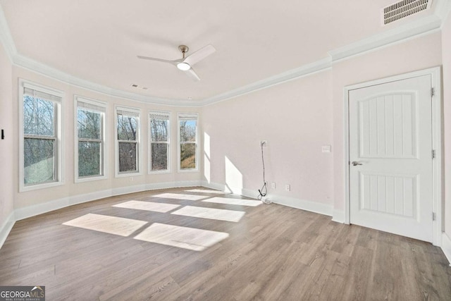 724 Broken Arrow, Waleska, GA 30183 - spare room featuring ornamental molding, wood finished floors, ceiling fan, and baseboards