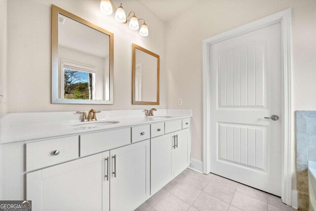 724 Broken Arrow, Waleska, GA 30183 - full bathroom featuring double vanity and tile patterned flooring
