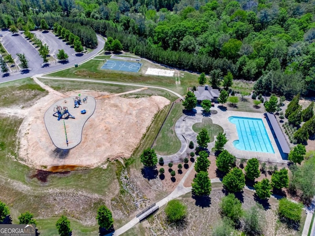 724 Broken Arrow, Waleska, GA 30183 - drone / aerial view of a pool and a forest
