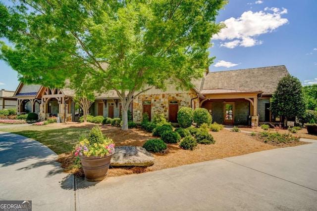 724 Broken Arrow, Waleska, GA 30183 - view of front of home with stone siding and a standing seam roof