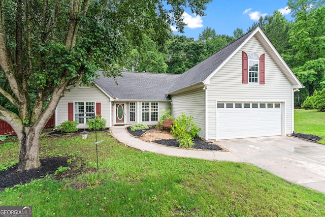 106 Kerby Cir, Braselton, GA 30517 - traditional-style house with driveway, roof with shingles, a garage, and a front lawn