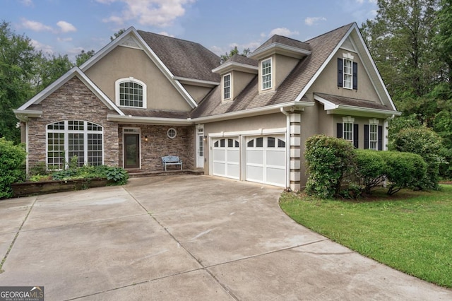 5620 Barnett Shoals Rd, Athens, GA 30605 - traditional-style house featuring stucco siding, driveway, a garage, and roof with shingles