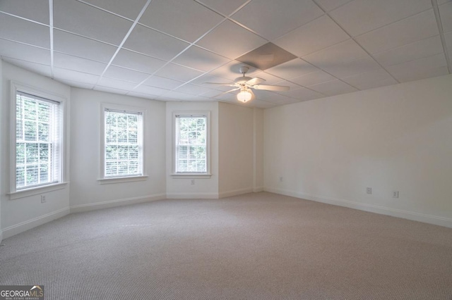 5620 Barnett Shoals Rd, Athens, GA 30605 - empty room with ceiling fan, light colored carpet, and a drop ceiling