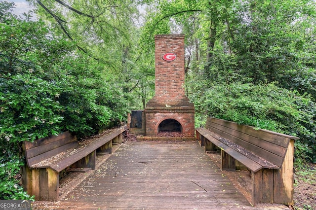 5620 Barnett Shoals Rd, Athens, GA 30605 - view of patio / terrace featuring an outdoor brick fireplace