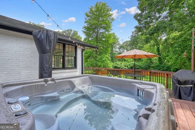 3734 Powers Ferry Rd NW, Atlanta, GA 30342 - wooden terrace with a grill and a hot tub
