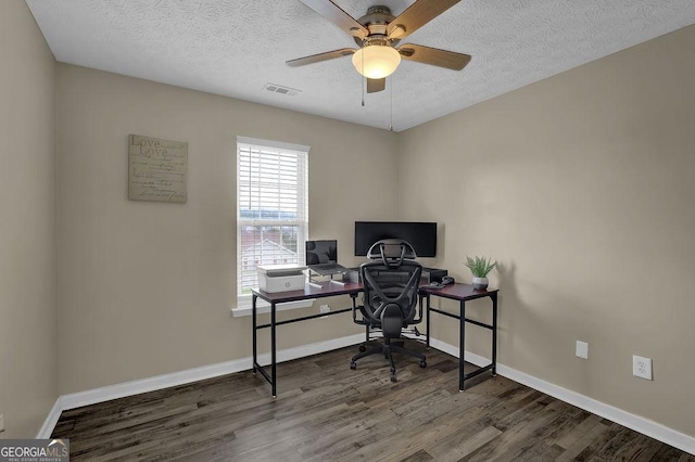 507 Hillcrest Cross Rd, Canton, GA 30115 - office space with wood finished floors, a textured ceiling, and ceiling fan