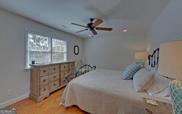 1951 Island View Dr, Hiawassee, GA 30546 - bedroom featuring light wood finished floors, recessed lighting, baseboards, and a ceiling fan