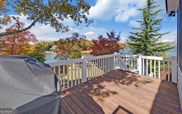 1951 Island View Dr, Hiawassee, GA 30546 - deck featuring a grill and a water view