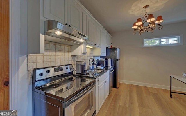 1951 Island View Dr, Hiawassee, GA 30546 - kitchen with appliances with stainless steel finishes, under cabinet range hood, a sink, white cabinets, and backsplash