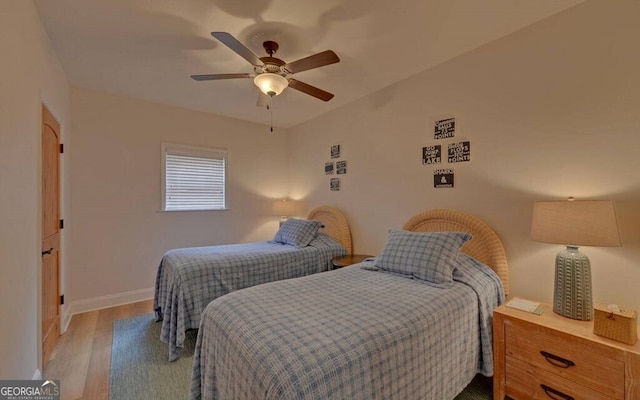 1951 Island View Dr, Hiawassee, GA 30546 - bedroom featuring light wood-style flooring, baseboards, and ceiling fan