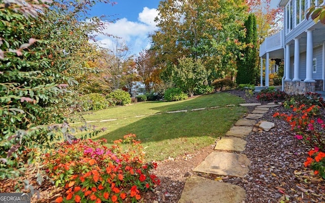 1951 Island View Dr, Hiawassee, GA 30546 - view of grassy yard featuring a balcony