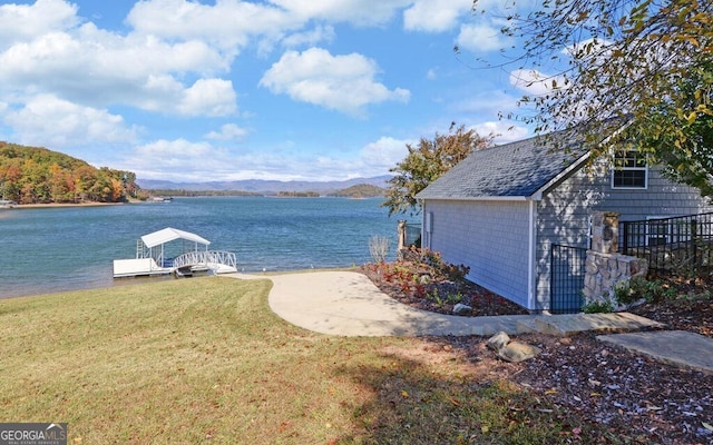 1951 Island View Dr, Hiawassee, GA 30546 - water view featuring a floating dock and a mountain backdrop