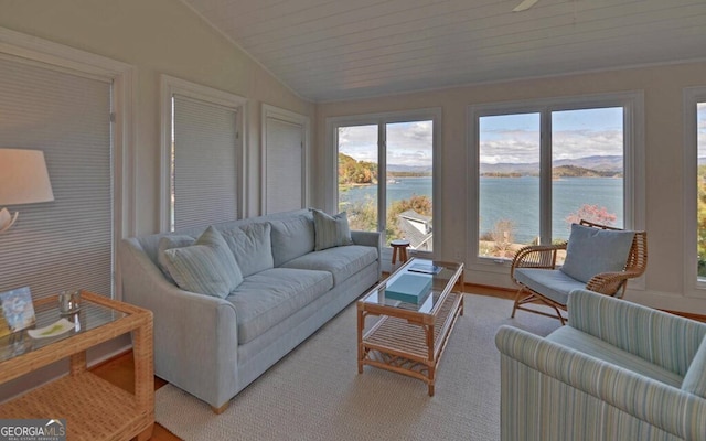 1951 Island View Dr, Hiawassee, GA 30546 - sunroom with a water view and lofted ceiling
