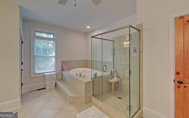 1951 Island View Dr, Hiawassee, GA 30546 - full bathroom featuring baseboards, tile patterned floors, a bath, and a stall shower