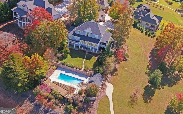 1951 Island View Dr, Hiawassee, GA 30546 - aerial perspective of suburban area featuring a pool area