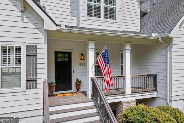 555 Red Bluff Dr, Athens, GA 30607 - view of exterior entry with covered porch and roof with shingles
