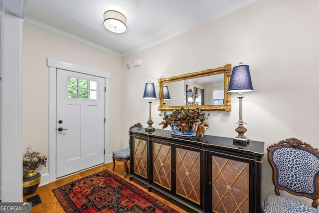 555 Red Bluff Dr, Athens, GA 30607 - foyer with ornamental molding and wood finished floors