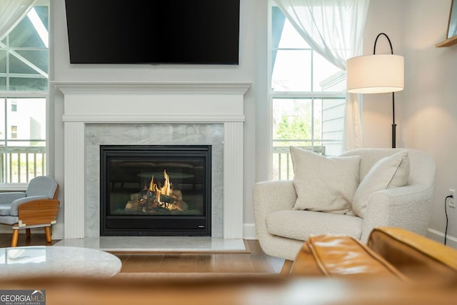 996 Layton Dr, Buford, GA 30518 - living room with a premium fireplace and wood finished floors
