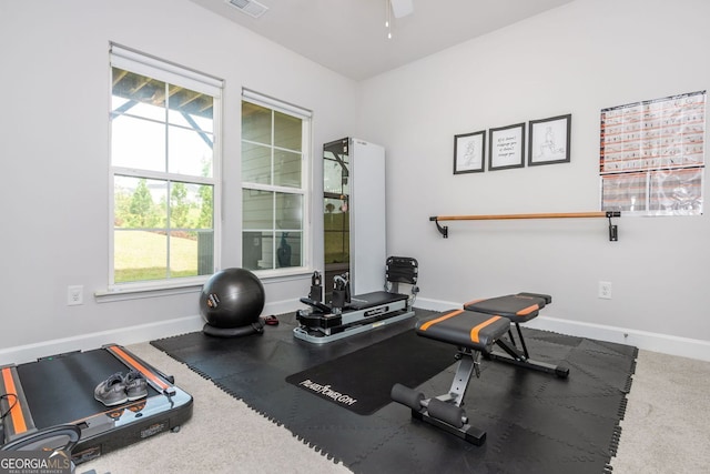 996 Layton Dr, Buford, GA 30518 - workout room with healthy amount of natural light and ceiling fan
