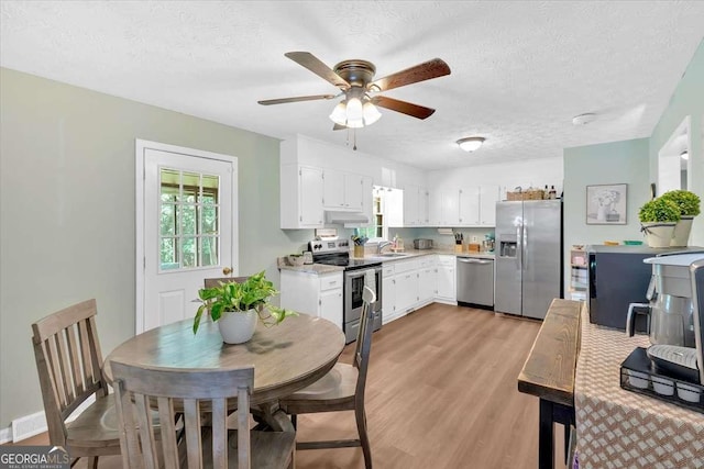 1277 Abrams Rd SE, Silver Creek, GA 30173 - kitchen with stainless steel appliances, under cabinet range hood, plenty of natural light, a textured ceiling, and light wood-style flooring