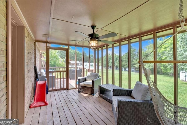 1277 Abrams Rd SE, Silver Creek, GA 30173 - sunroom / solarium with a ceiling fan