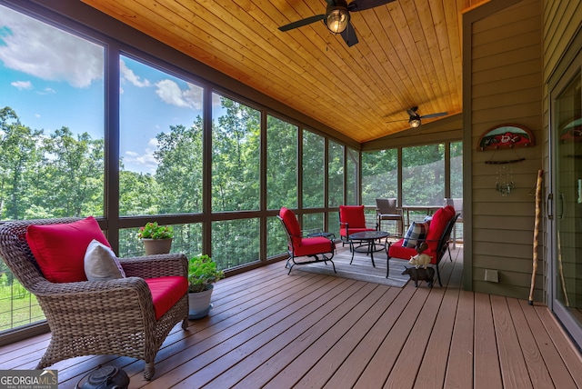 724 Bertha Willis Rd, Carlton, GA 30627 - sunroom / solarium featuring ceiling fan, vaulted ceiling, and healthy amount of natural light