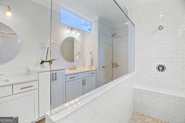 229 Widener Way, Peachtree City, GA 30269 - full bathroom featuring a walk in shower and vanity