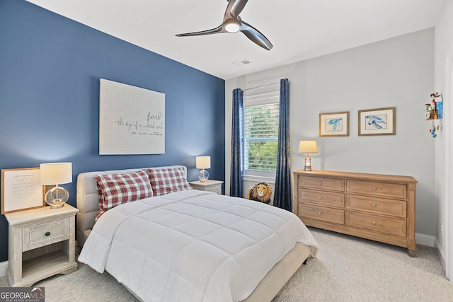 229 Widener Way, Peachtree City, GA 30269 - bedroom featuring carpet, a ceiling fan, and baseboards