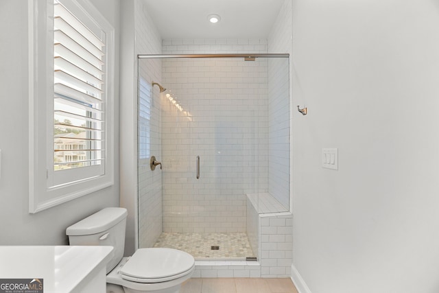 229 Widener Way, Peachtree City, GA 30269 - full bath with toilet, a stall shower, vanity, and recessed lighting