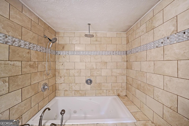 4191 Alaina Cir, Austell, GA 30106 - bathroom featuring a textured ceiling and a combined bath / shower with rainfall shower