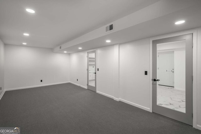 681 Fielding Ln SW, Atlanta, GA 30311 - finished basement featuring recessed lighting and dark colored carpet