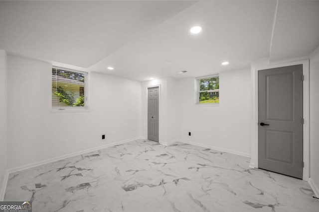681 Fielding Ln SW, Atlanta, GA 30311 - basement featuring recessed lighting and light marble finish flooring