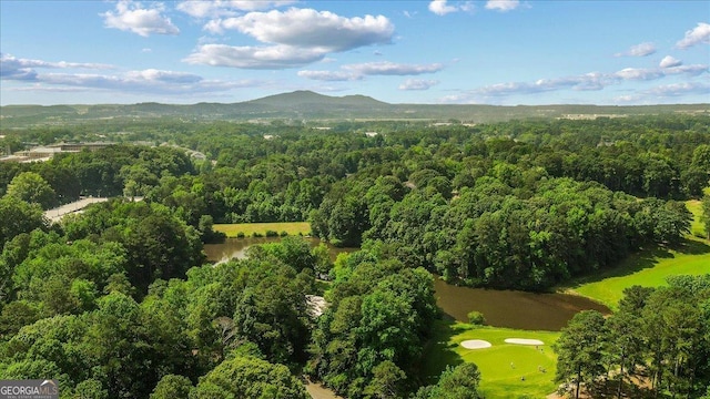 1323 Frey Lake Ct NW, Kennesaw, GA 30144 - aerial view of a heavily wooded area, a mountain backdrop, and a golf course