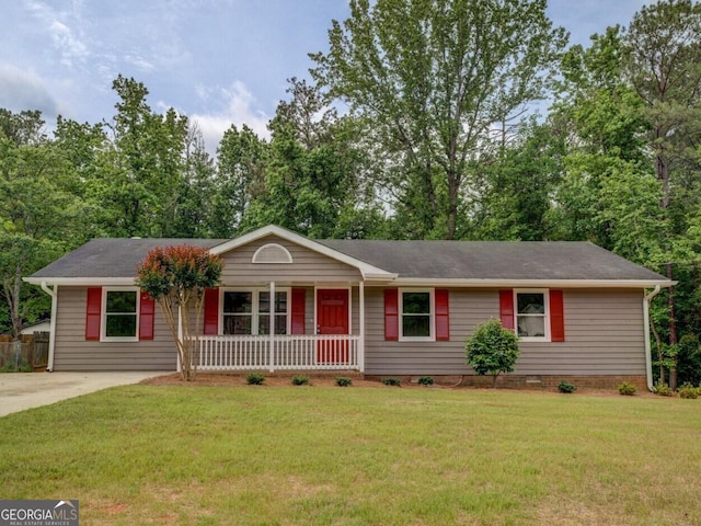 170 Hidden Pines Dr, Covington, GA 30016 - single story home with a porch, a front lawn, and crawl space