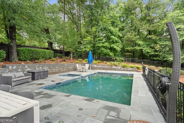 10630 N Edgewater Pl, Johns Creek, GA 30097 - view of swimming pool with a patio, a fenced backyard, and view of scattered trees