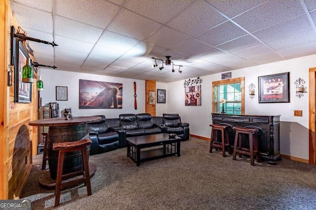 284 Summit Way Unit 19, Blairsville, GA 30512 - carpeted living area with a bar and a paneled ceiling