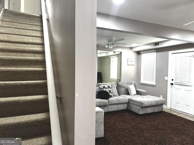 2674 Misty Rock Cv, Dacula, GA 30019 - stairs with ceiling fan