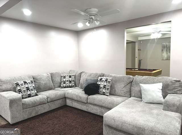 2674 Misty Rock Cv, Dacula, GA 30019 - living area featuring ceiling fan, recessed lighting, and pool table