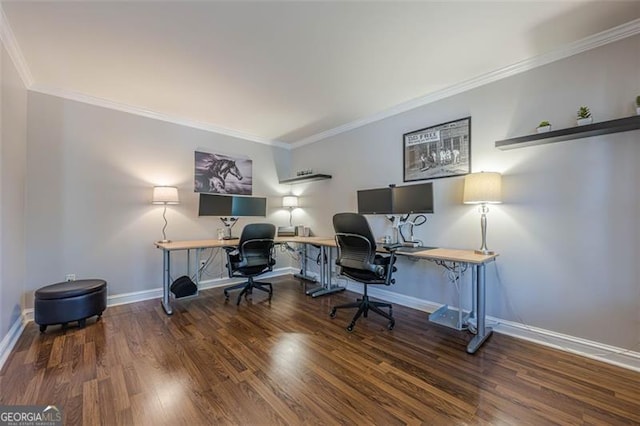 2304 Mitford Ct, Dacula, GA 30019 - office featuring wood finished floors, baseboards, and ornamental molding