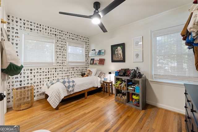 2164 Medfield Trl, Atlanta, GA 30345 - bedroom with wood finished floors, baseboards, and ceiling fan