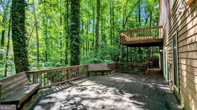 3246 Able Ct, Marietta, GA 30062 - wooden deck with a forest view