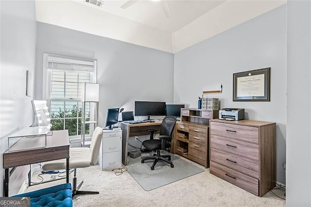 2865 Winter Rose, Dunwoody, GA 30360 - home office featuring light carpet and ceiling fan