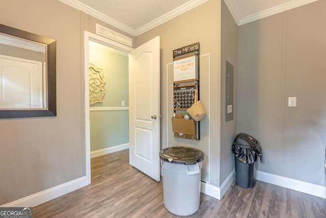 3251 Harrell Rd, Whigham, GA 39897 - hallway featuring wood finished floors and ornamental molding