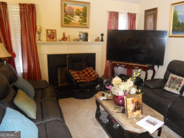 4032 Ward Lake Trl, Ellenwood, GA 30294 - living room with a fireplace and carpet flooring