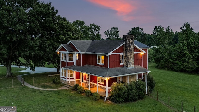 68 Riveree Rd, Brooks, GA 30205 - view of front of home with a porch and a chimney