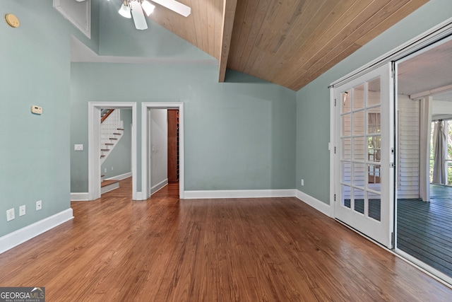 441 Crumbley Rd, Mcdonough, GA 30252 - empty room with ceiling fan, stairway, baseboards, and wood finished floors