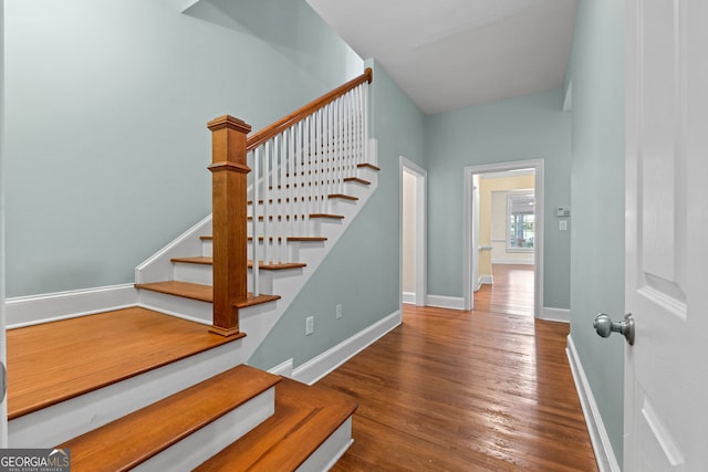 441 Crumbley Rd, Mcdonough, GA 30252 - stairway featuring baseboards and wood finished floors