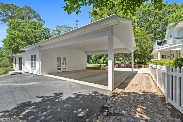 441 Crumbley Rd, Mcdonough, GA 30252 - view of patio / terrace with asphalt driveway, french doors, and a carport